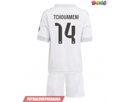 Lacne Dětský Futbalové dres Real Madrid Aurelien Tchouameni #14 2025-26 Krátky Rukáv - Domáci (+ trenírky)